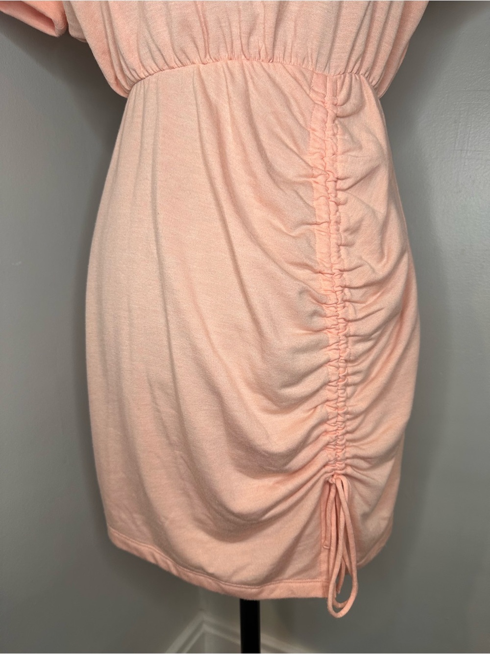 Express Peach Ruched Side-Drawstring Mini Dress - Picture 3 of 10
